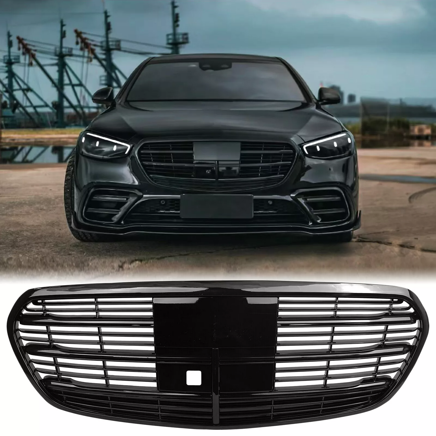 💕Griglia Radiatore Griglia Adatta per Mercedes Classe S W223 Lucida Nero💕