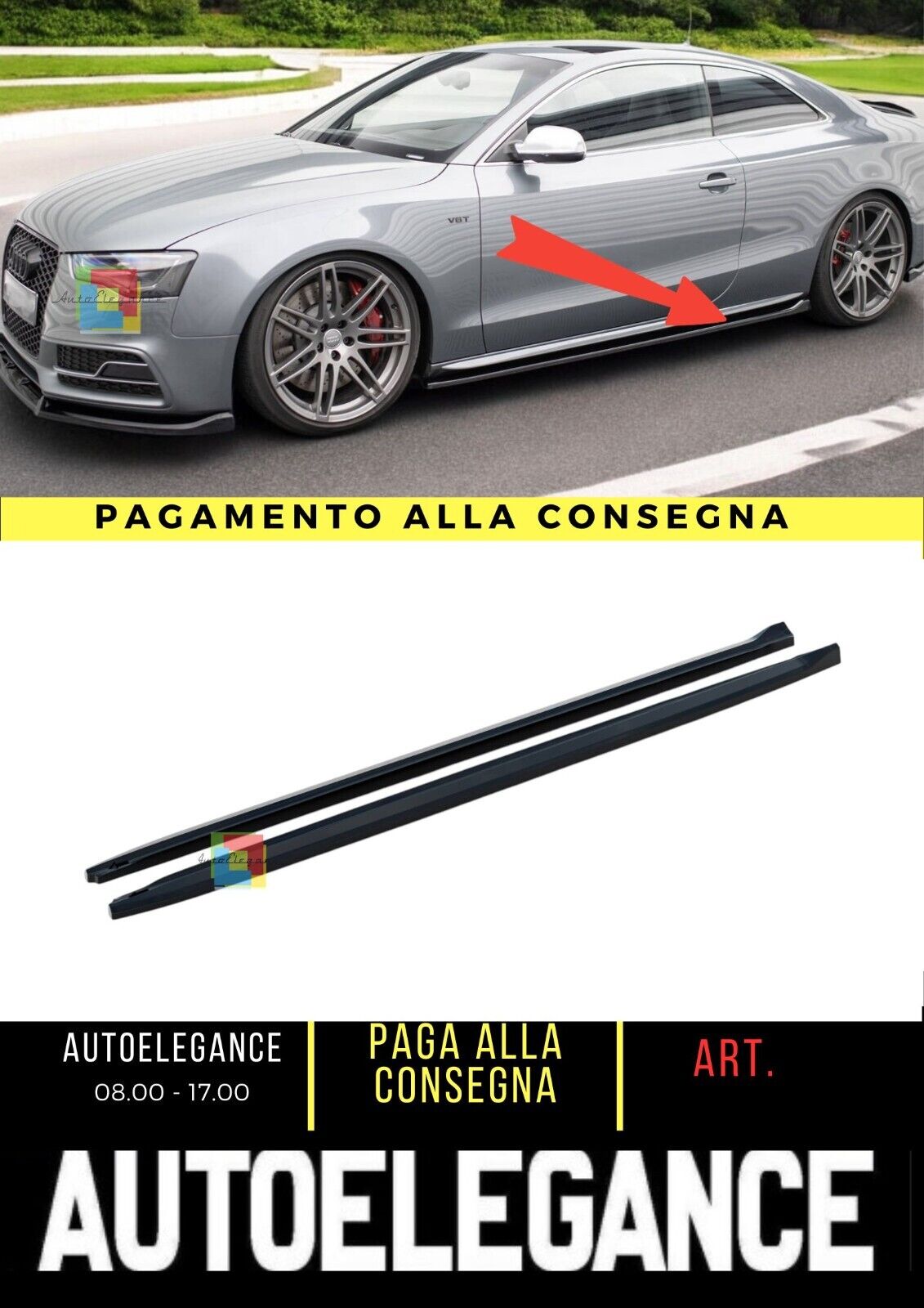 MINIGONNE LATERALI adatte per V.2 AUDI S5 / A5 S-LINE COUPE 8T 2007 - 2016