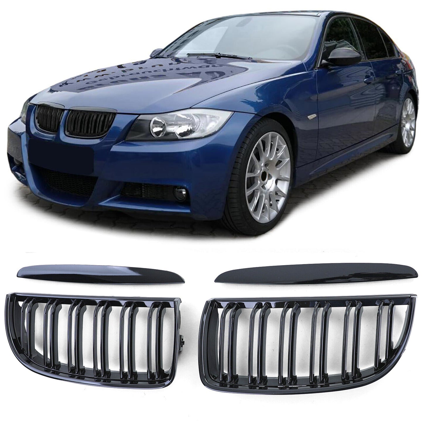 Griglia radiatore sportiva doppia barra performance lucida adatta BMW Serie 3