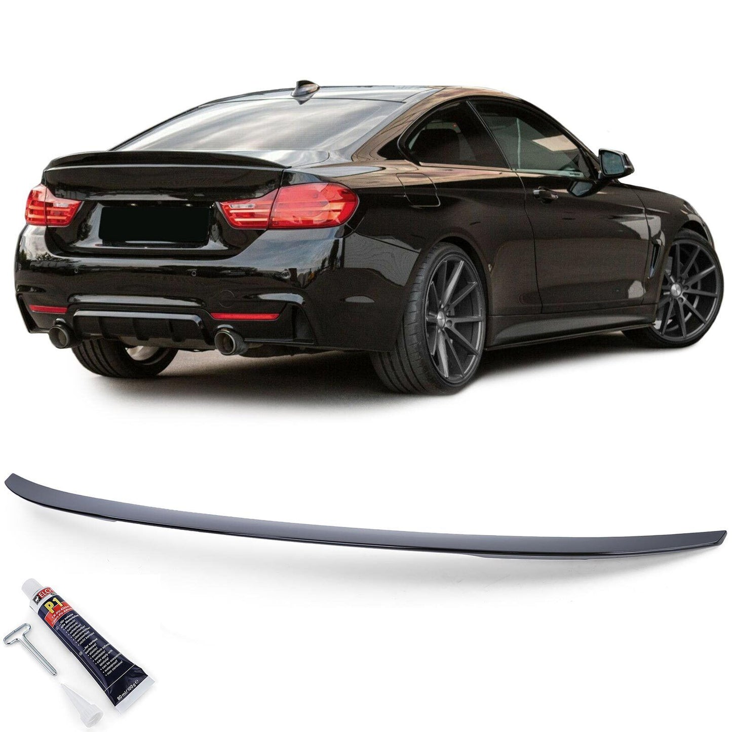 Spoiler posteriore sportivo Lip Black Gloss con ABE per BMW Serie 4 F32 Coupé da 13