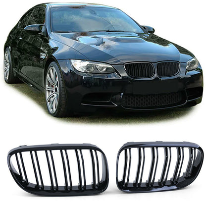 Griglia del radiatore sportiva doppia barra lucida per prestazioni compatibile per BMW Serie 3 E92 E93 10-13