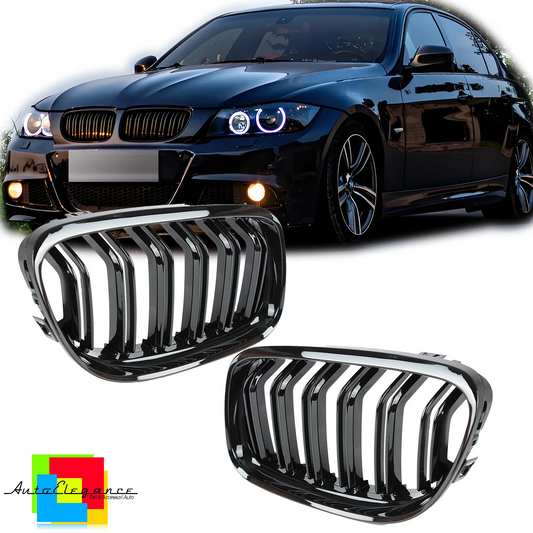 💕 Griglia Anteriore Adatto per BMW Serie 3 E90 E91 LCI 08-12 Nero Lucido 💕