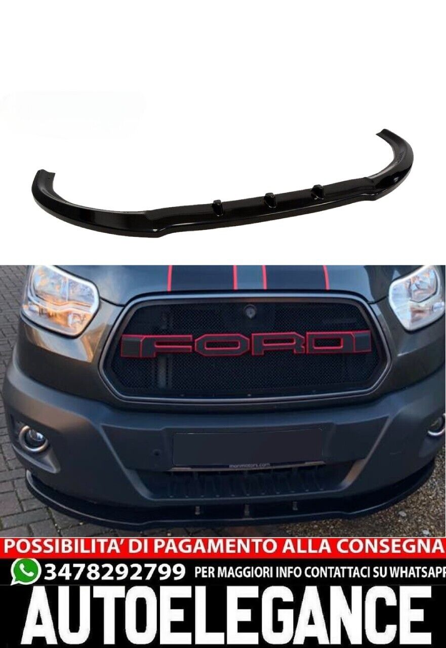 Front Spoiler Lip For Ford Transit MK8 2014-2019 Gloss Black