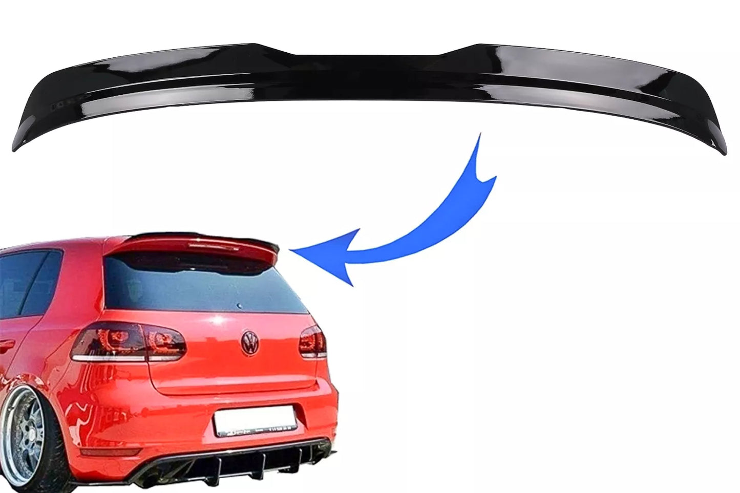 ⭐Spoiler tetto Add On per VW Golf 6 08-12 GTI Look Nero lucido⭐