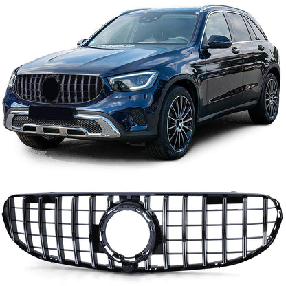 Aftermarket Black Chrome Sport Grille Compatible with Mercedes GLC X253 SUV Without Sports Package 2019 