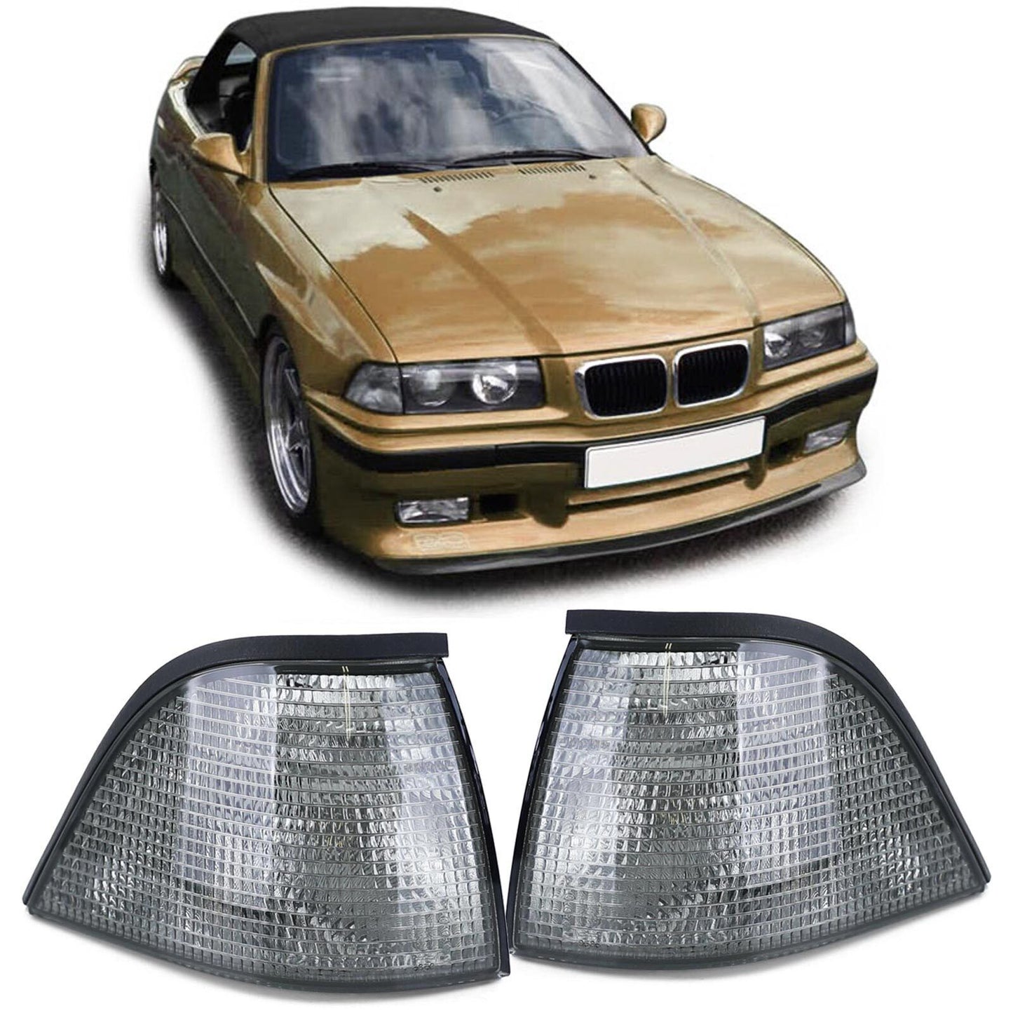 Coppia frecce Nero Fumè aftermarket compatibile con BMW Serie 3 E36 Coupé Cabrio 91-99