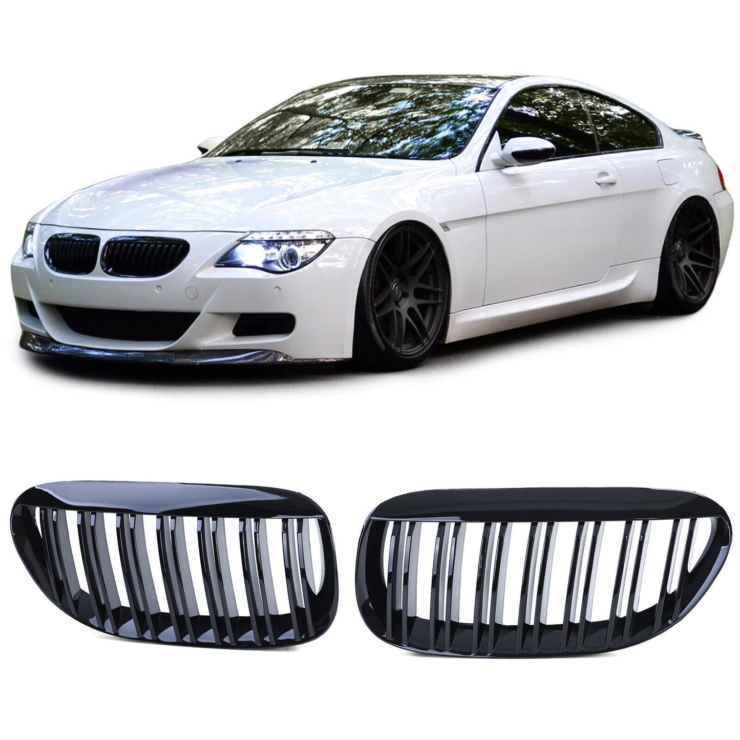Griglia radiatore sportiva doppia barra lucida adatta per BMW Serie 6 E63 E64