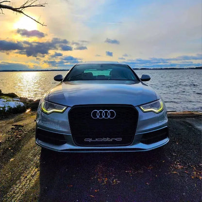 💯Glossy Black Honeycomb Grille Fit For Audi RS6 Style A6 S6 C7 13-15💯