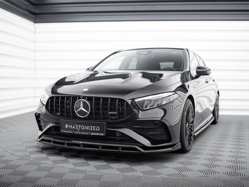 💕 Splitter adatto  per   Mercedes A35 AMG W177 Facelift nero lucido ABS💕