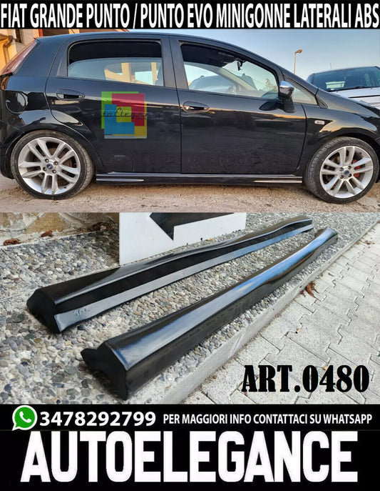 0480 FIAT PUNTO / GRANDE PUNTO EVO MINIGONNE LATERALI SOTTO PORTA RS ABS