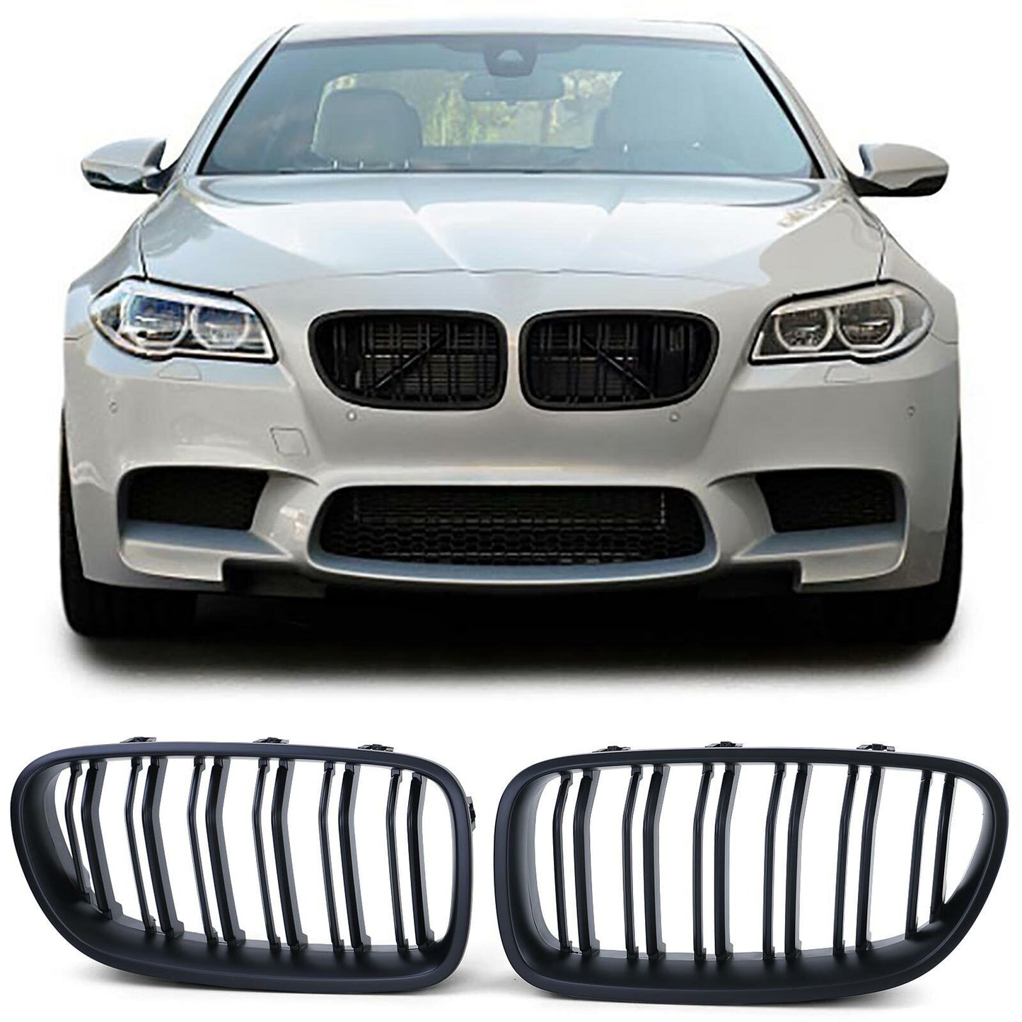 Matte Performance Double Bar Sport Radiator Grille for BMW F10 F11 10-17-