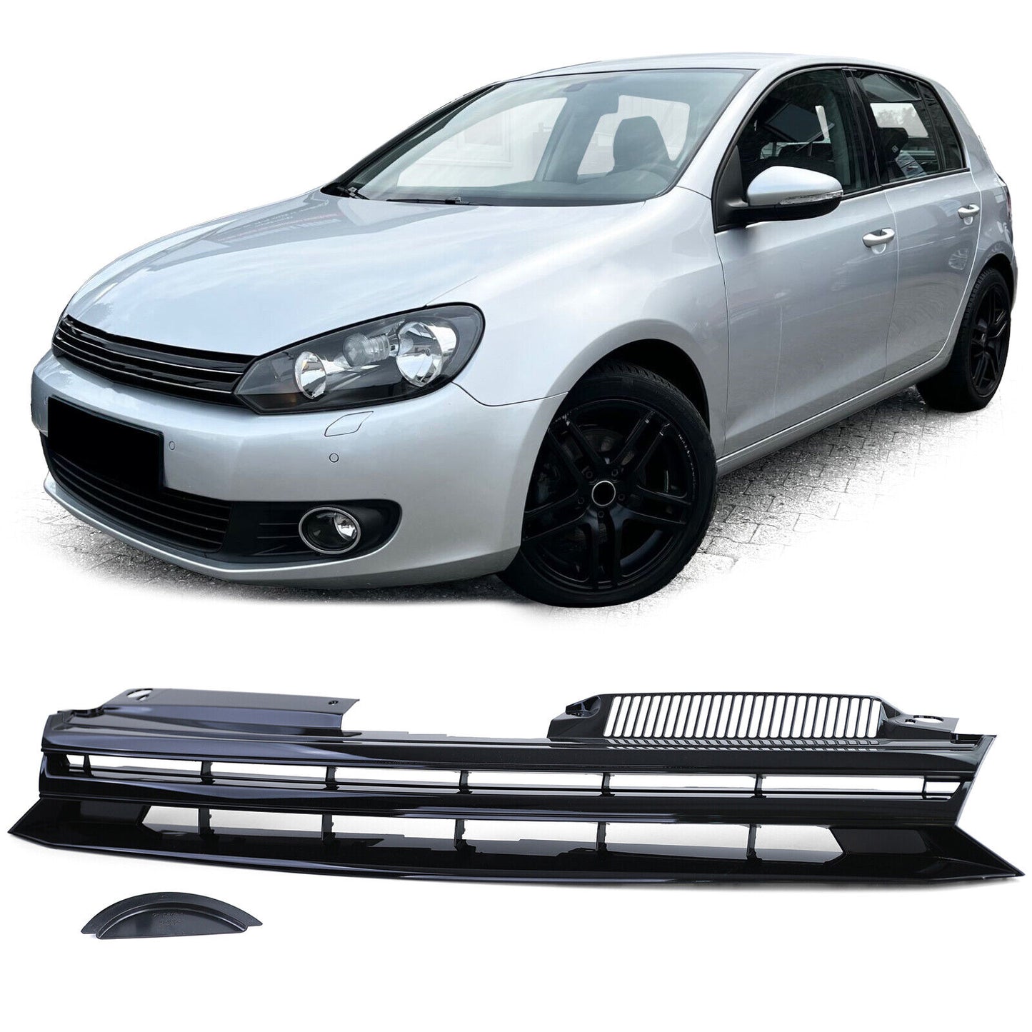 Griglia senza emblema nero lucido aftermarket compatibile con VW Golf 6 08-12