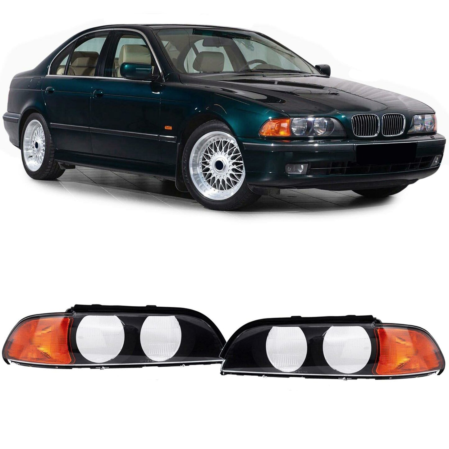 Coppia lenti faro sparse destra sinistra adatta per BMW Serie 5 E39 95-04- AUTOELEGANCERICAMBI