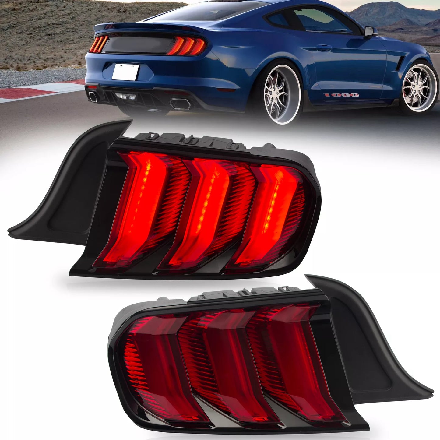 ⭐ART.2929 Fanali Posteriori a LED Rossi con  a 5 Modalità – Ford Mustang ⭐
