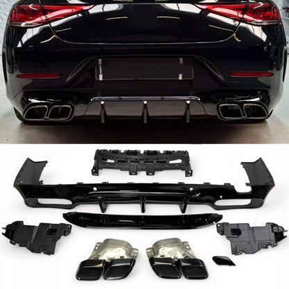 KIT DIFFUSORE ADATTO PER Mercedes X257 C257 CLS + pezzi di scarico (NERO)