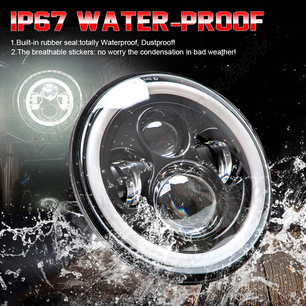 4pcs 5 3/4" 5.75 inch LED Headlights Sealed Beam Ring Angel Eyes Bulbs 