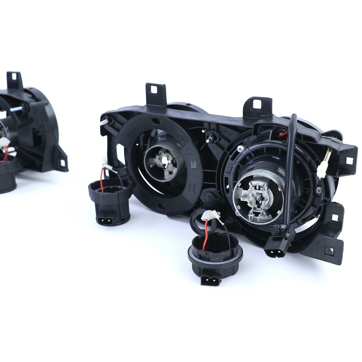 Aftermarket Black Smoke Headlight Pair Compatible with BMW 5 Series E34 88-95 7 Series E32 88-94 