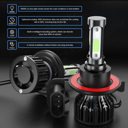 For Nissan Sentra2004-2012High/Low LED Headlight+Fog Light Bulbs Combo8000k 