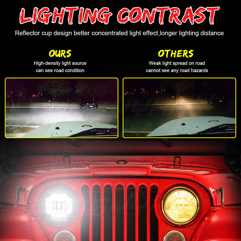 DOT 7"inch ROUND Halo Led Headlights Hi/Lo for Mack Granite CV713 Trucks 