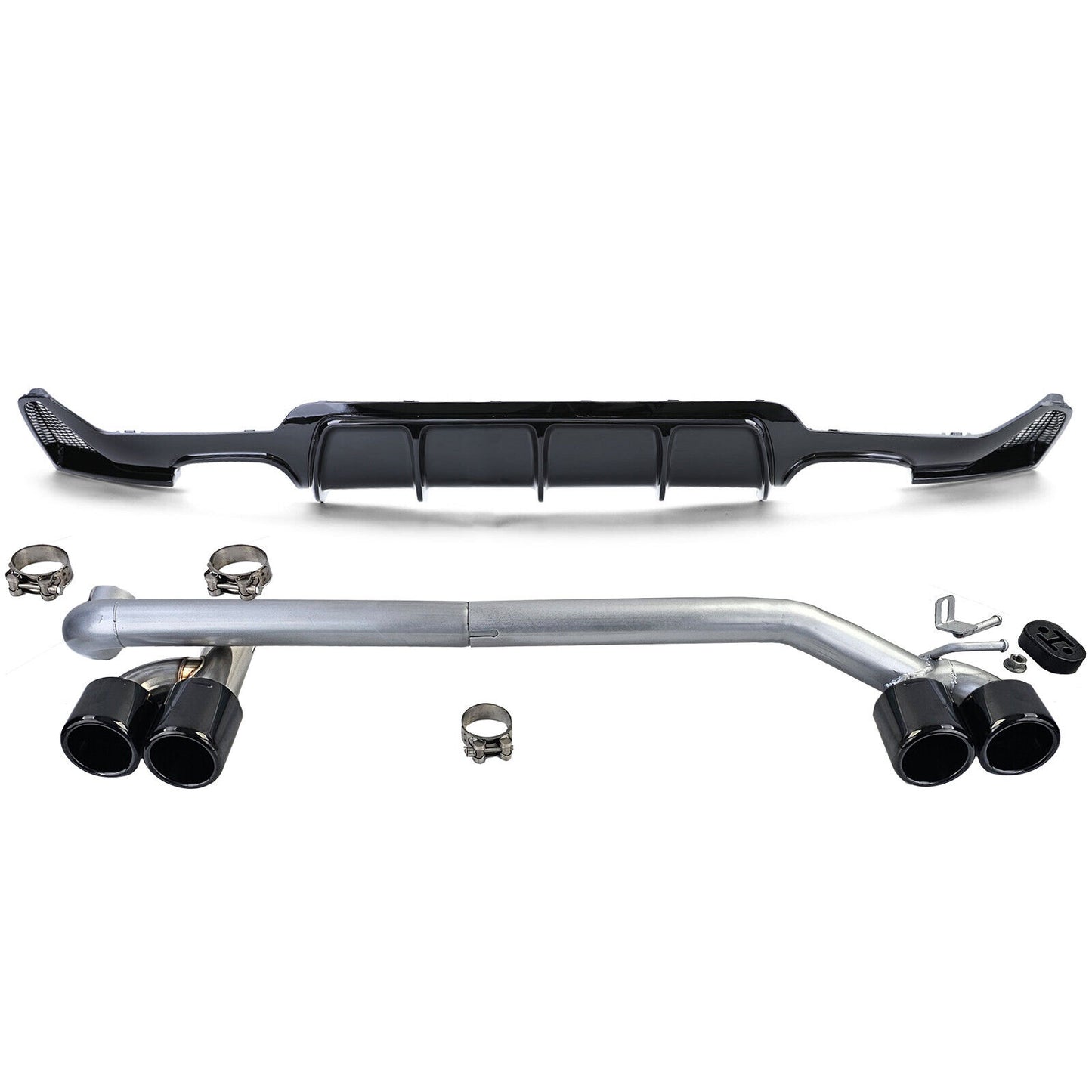 Glossy Rear Diffuser + Sport Look Exhaust Tip suitable for BMW F32 F33 F36 425 428 430 