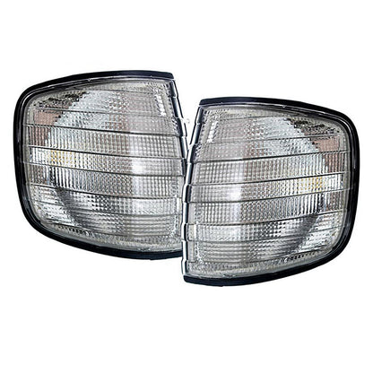 Pair of Black Smoked Turn Signal Lights Left Right Aftermarket Compatible with Mercedes S-Class W126 79-91 