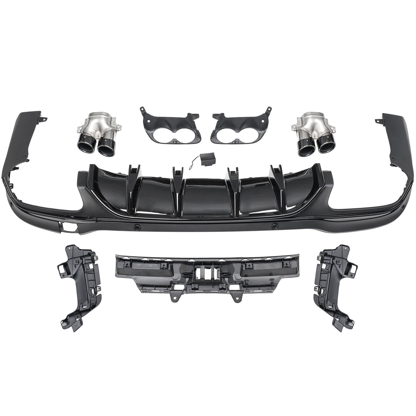 Diffusore posteriore doppio tubo adatto per Mercedes GLC X253 2015-19 nero