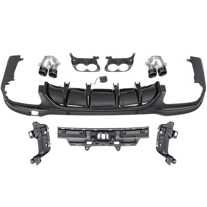 Diffusore posteriore doppio tubo adatto per Mercedes GLC X253 2015-19 nero