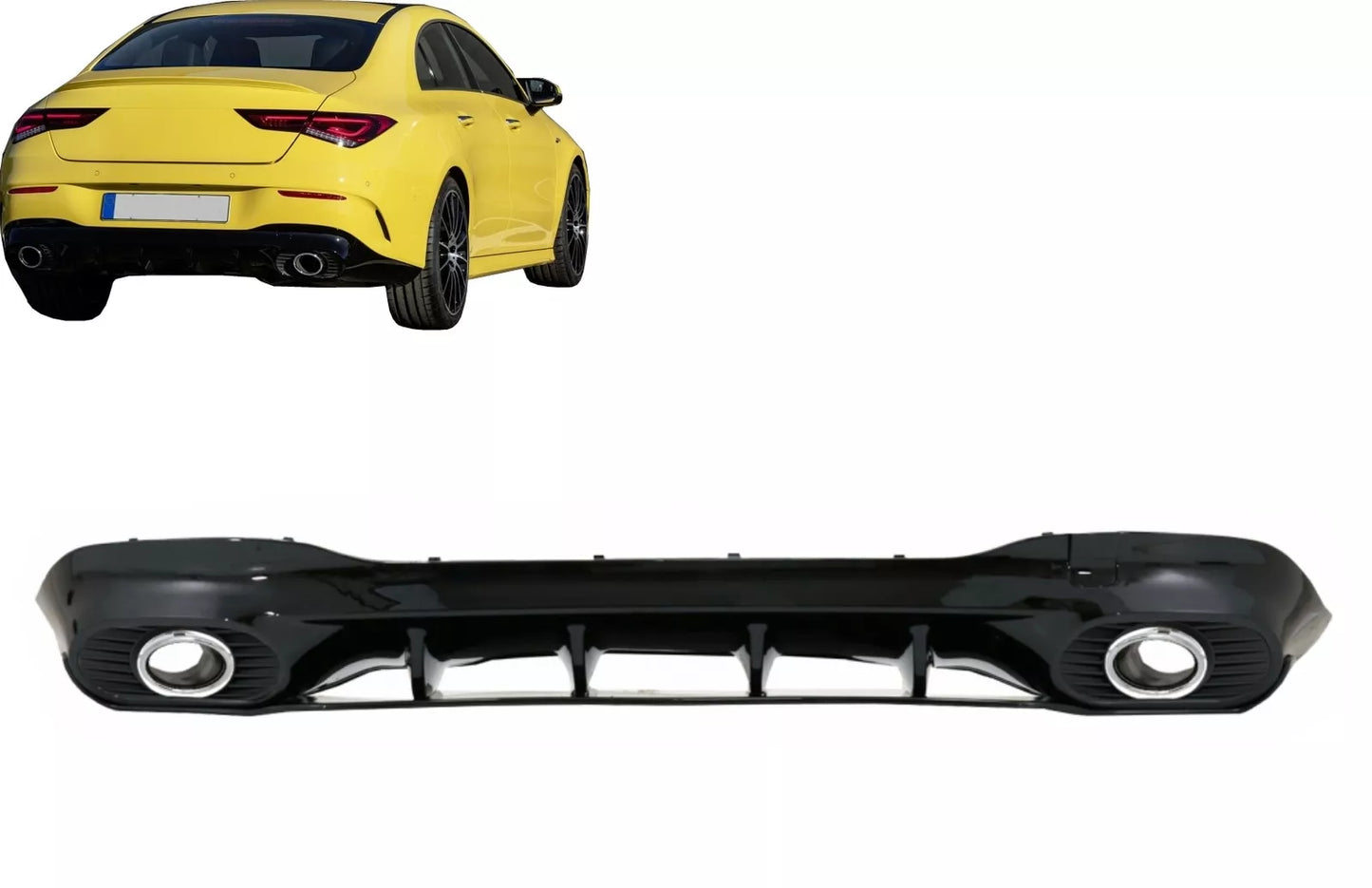 😍Difusor Puntas Plata para Mercedes CLA X118 C118 Sport Line 19+ CLA35 Look😍