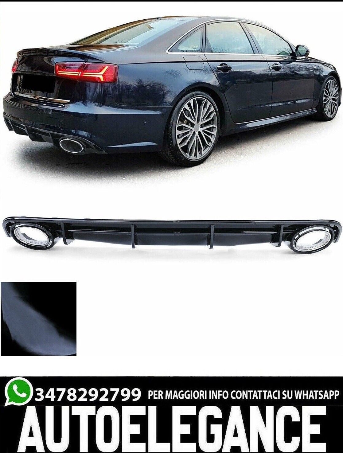PROMO per A6 C7 4G (2011-2015) RS6 Paraurti anteriore + diffusore posteriore + fanali posteriori + splitter