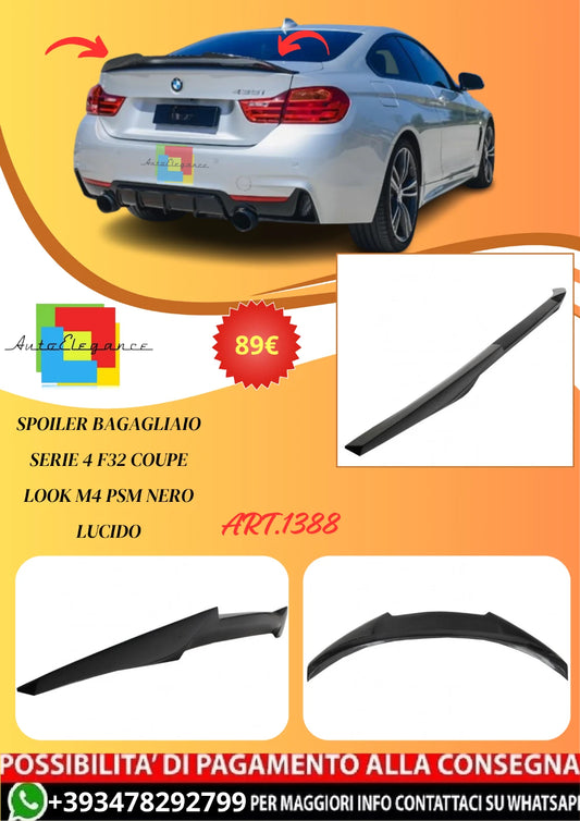 💫ART. 1388 SPOILER BAGAGLIAIO SERIE 4 F32 COUPE LOOK M4 PSM NERO LUCIDO💫