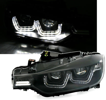 Faro anteriore a LED Angel Eyes per BMW F30 Berlina F31 Touring nero