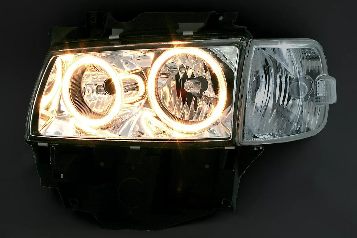 🔥Fari Angel Eyes per VW T4 96-03 Autobus Multivan vettura anteriore lunga neri