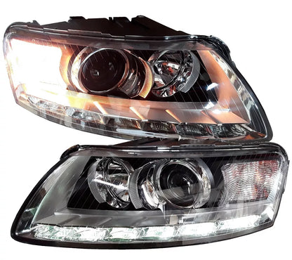Depo Xenon Fari per Audi A6 4F 04-08 Cromo D2S Set Luci Diurne Led