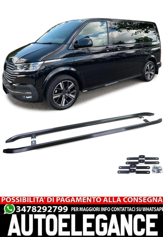 Pedane laterali in acciaio inox nero lucido adatto per VW T5 T6 T6.1