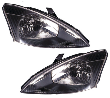Headlight Set for Ford Focus MK1 1998-2001 in Black H4 Halogen LWR 