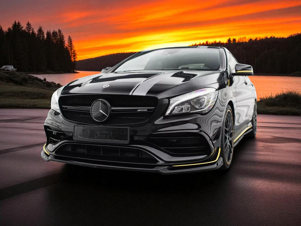 🔥Splitter Anteriore V4 in ABS Nero Lucido per Mercedes-AMG CLA 45 C117 🔥