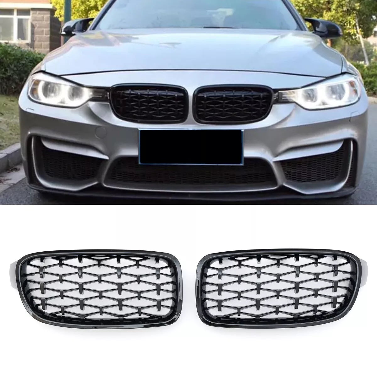 GRIGLIA SPORTIVA DIAMANTE NERO LUCIDO ADATTO PER BMW SERIE 3 F30 F31
