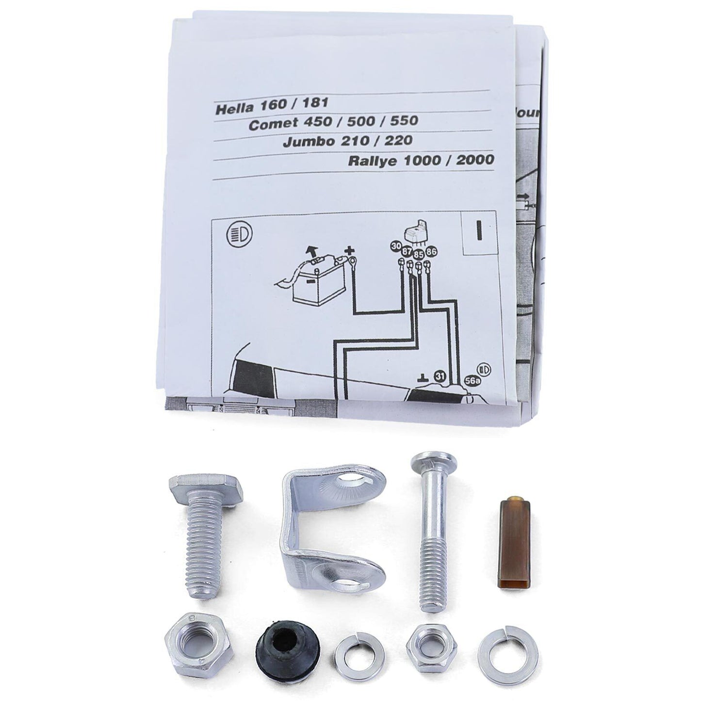 Original Hella Comet 500 H3 headlights with universal round yellow cap