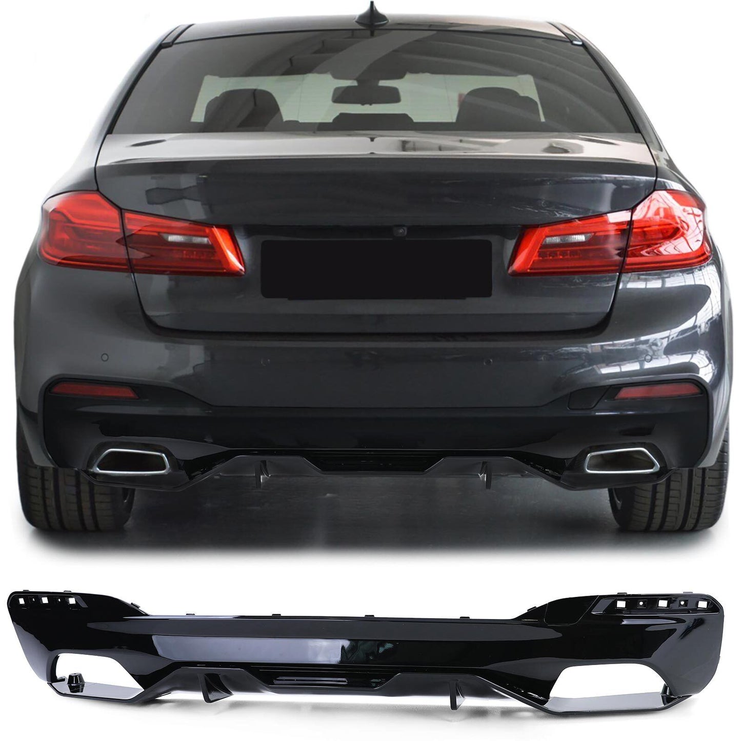 Diffusore posteriore Performance lucido aftermarket compatibile con BMW Serie 5 G30 G31 ab16 520 525 530 540