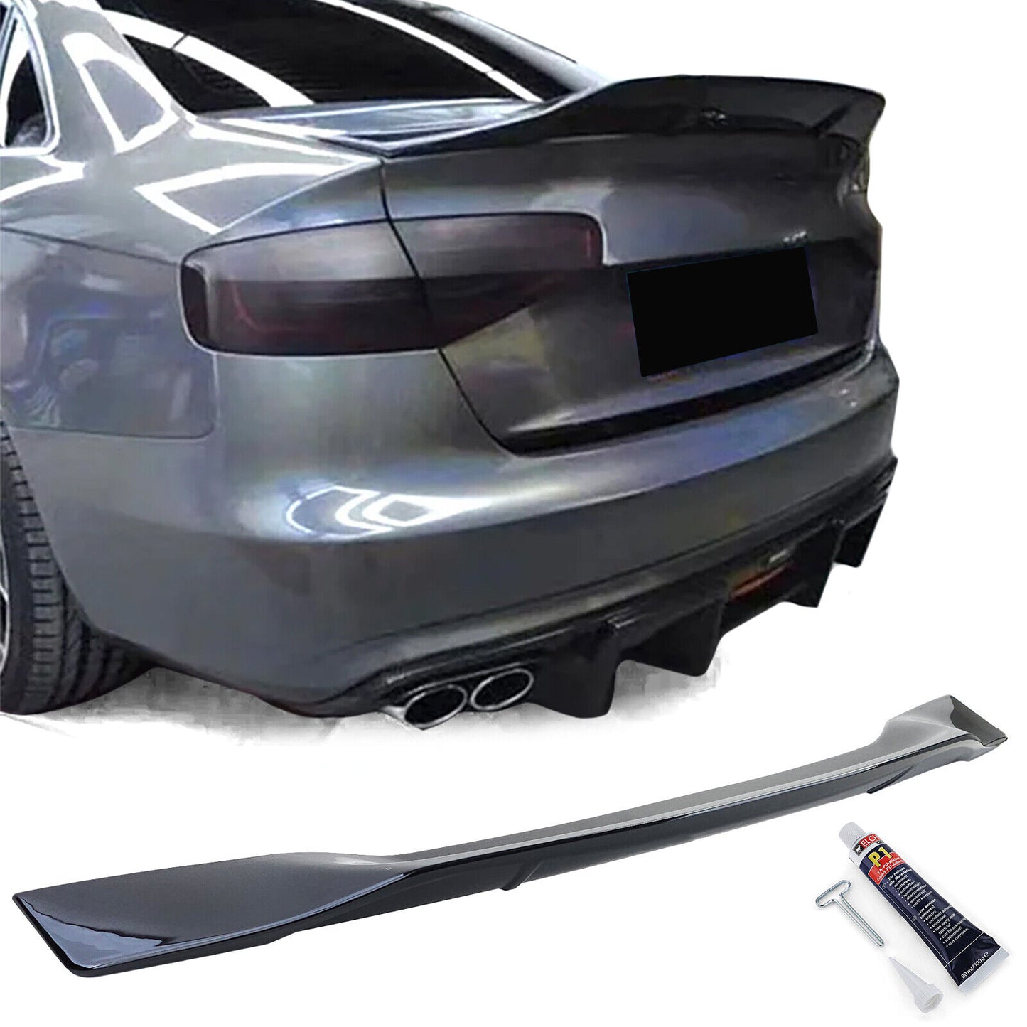 Spoiler posteriore a coda d'anatra nero lucido aftermarket compatibile con Audi A4 8K 07-15 Berlina