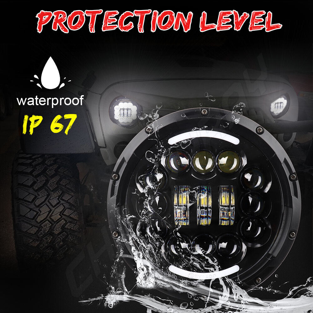Faro a LED rotondo da 7 pollici DOT Hi / Lo Beam Lamp per Ford Mustange F100 F150 Pickup