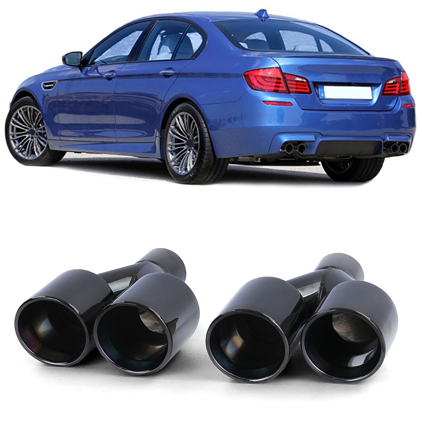 Terminali di scarico doppio tubo sport look nero adatto per BMW F10 F11 F12 F13