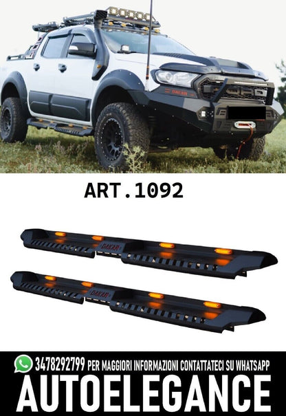PEDANE ADATTE PER FORD RANGER T6 2011+ LOOK DAKAR OFF ROAD NERO OPACO CON LED
