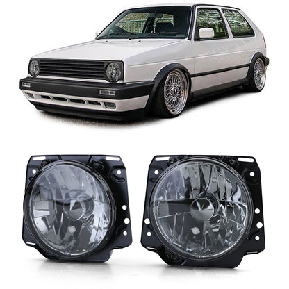 Faro in vetro trasparente nero fumè compatibile per VW Golf 2 83-91