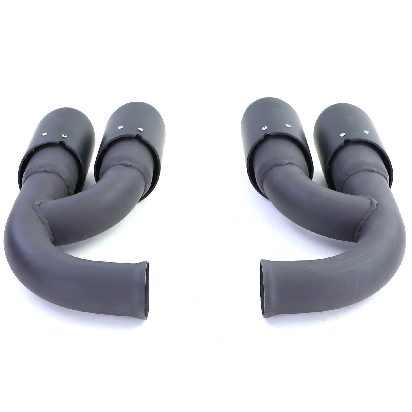 Aftermarket Black Stainless Steel Dual Exhaust Pipes Compatible with Porsche Cayenne 92A 3.0 Diesel 10-14 