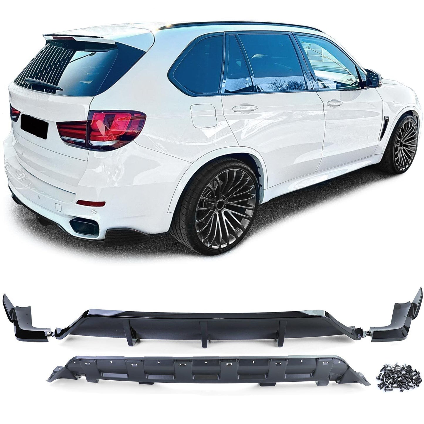 Rear Diffuser Performance Look Gloss Black Compatible for BMW X5 F15 13-18 