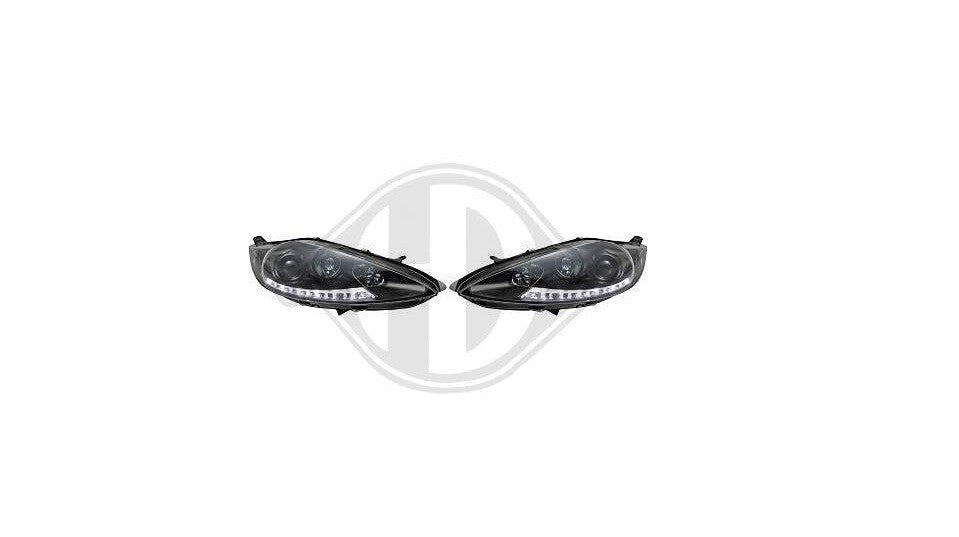 COPPIA fari per Ford Fiesta MK7 2008/2012 LED DAYLINE NERO