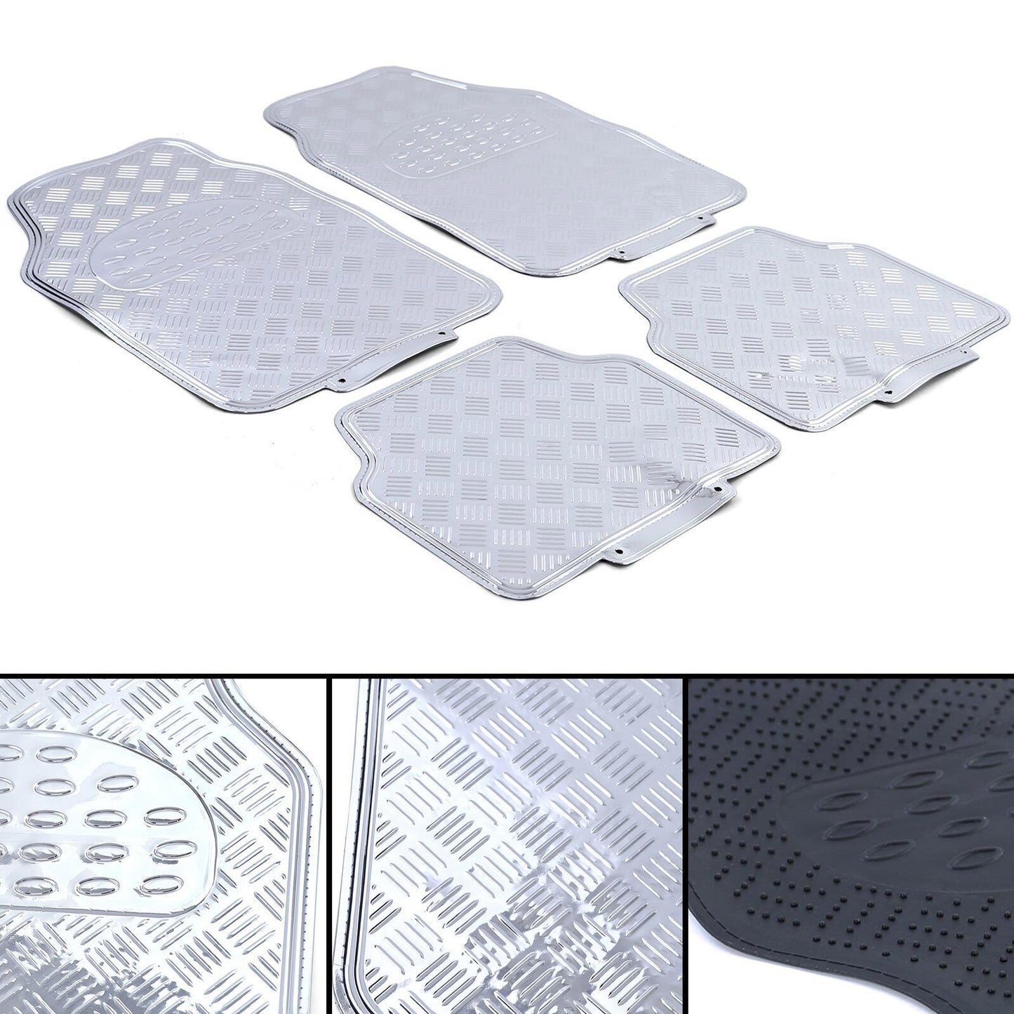 Car Rubber Mats Universal Aluminum Ribbed Plate Look 4 