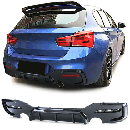 Diffusore posteriore sportivo nero lucido aftermarket compatibile con BMW Serie 1 F20 F21 15-19 LCI M135 M140
