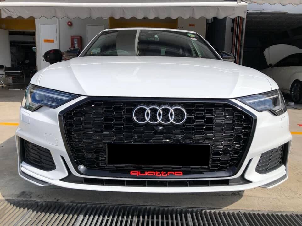 0965✨Griglia a nido d'ape griglia completa nera lucida adatta per Audi A6 C8 19✨